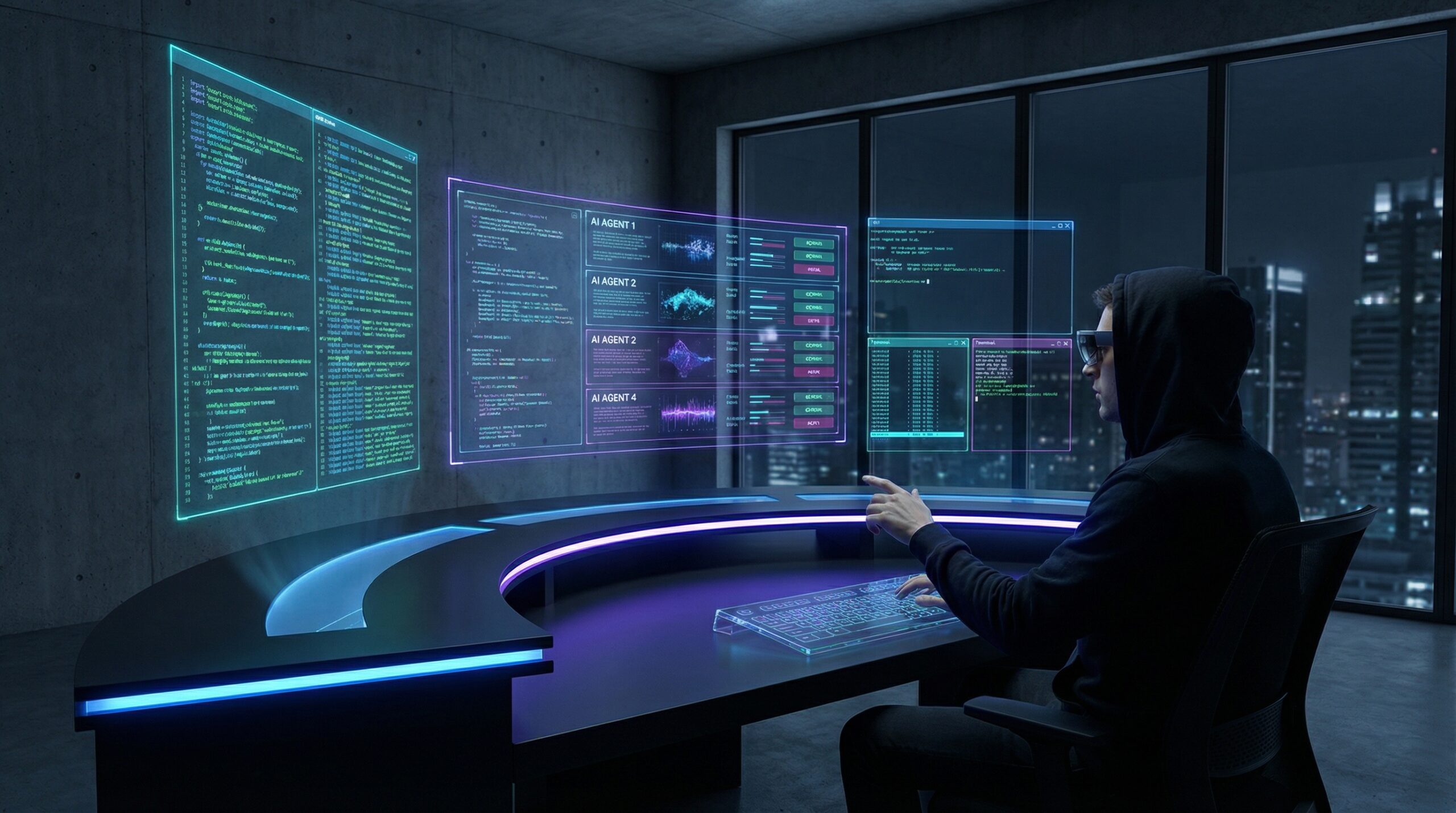 Múltiplos agentes Claude Code trabalhando em paralelo em terminal split-screen para software house
