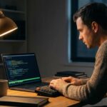 Developer usando Claude Code NO_FLICKER mode com Focus View no terminal profissional